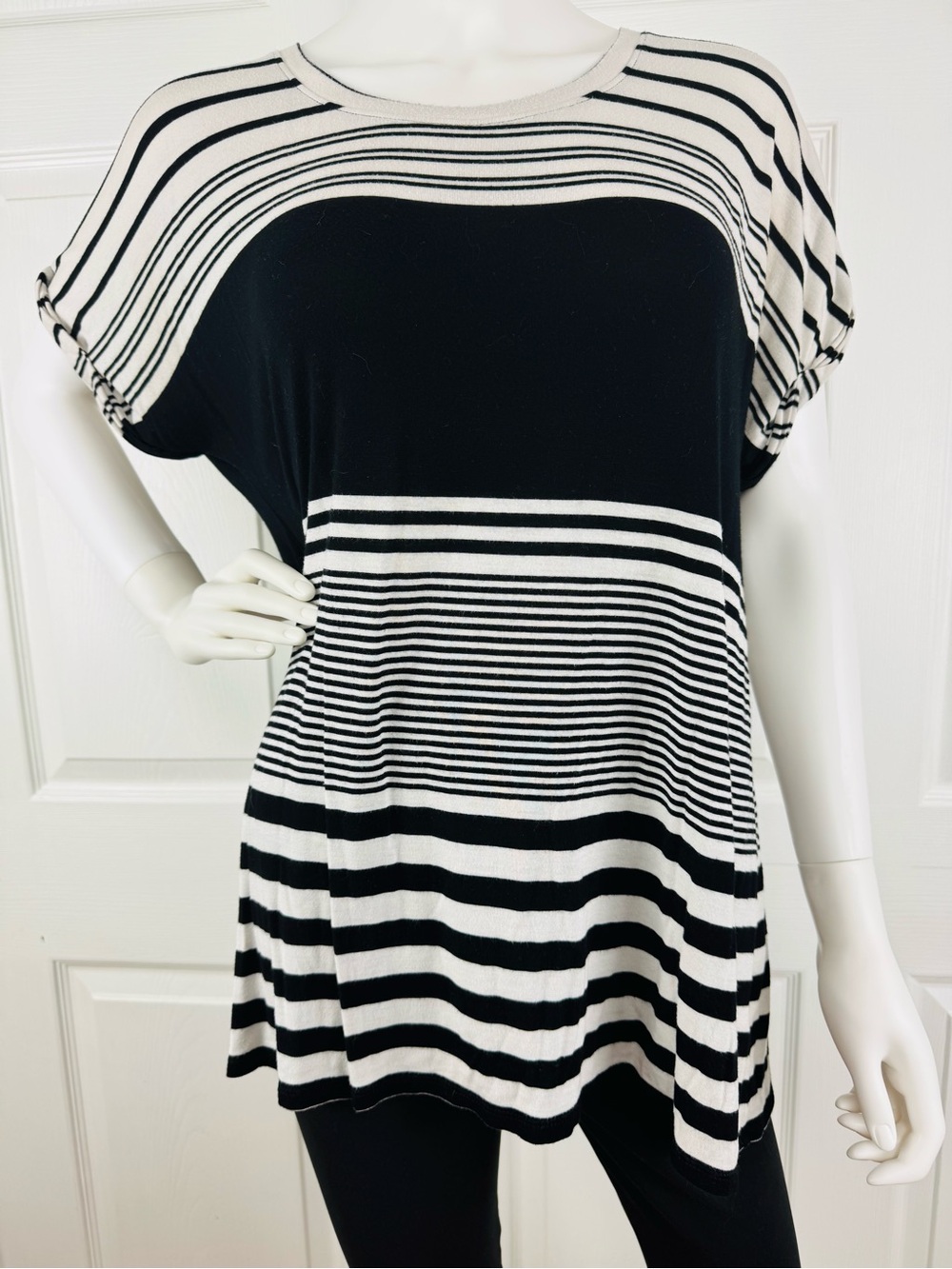 Apt. 9 Black and White Striped Top